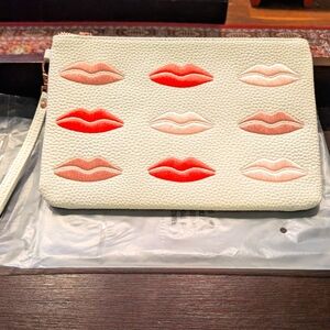 Beauty Bio Faux Leather Cosmetic Bag with Lip Design